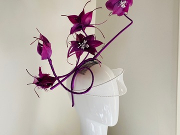 For Sale: Claudia - purple floating feathered flowers