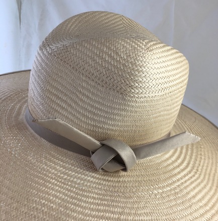 XLG Brim Buntal Fedora Creamy Natural/Beige Satin Trim