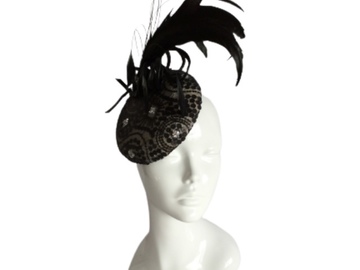 For Sale: Black Feather Pillbox Hat 