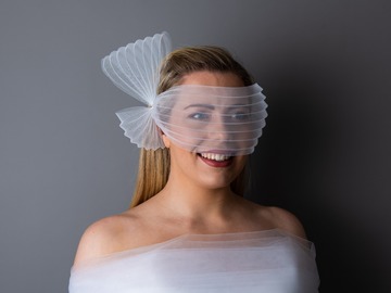For Sale: Crazy Little Thing Called Love white pleated veil headpiece