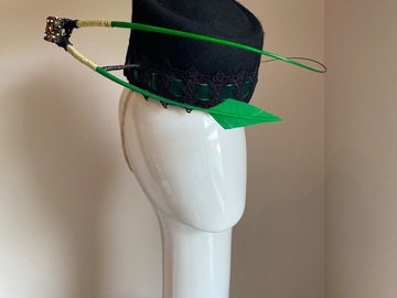 For Sale: Elise- Black Felt with green feather