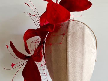 For Sale: Red velvet petal flowers with feather stamens 