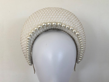For Sale: Elegant cream and gold halo headpiece