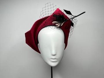 For Sale: Cherry Mullane- Free formed felt hat with thistle brooch.