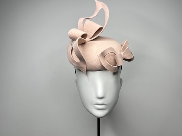 For Sale: Anya- Blush pink felt button hat with two cut out bows.