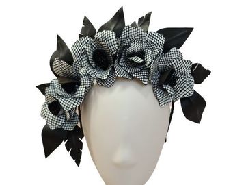 For Sale: Black & White Leather Headpiece