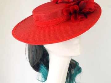 For Sale: Red Flower Straw Boater