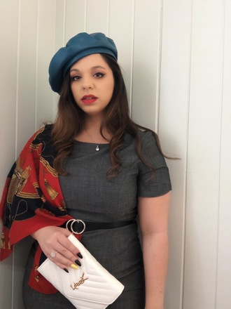 Blue leather beret