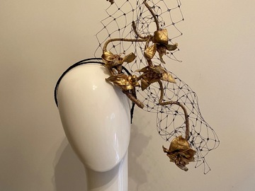 For Sale: Leather flower headpiece in gold