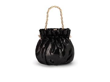 For Rent: Black Gathered Sequin Joanna Bag