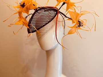 For Sale: Orange and black fascinator 