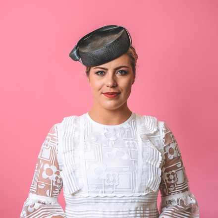 Jacqui Pillbox with knot trim