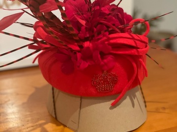 For Rent: Red Queen cocktail hat winter