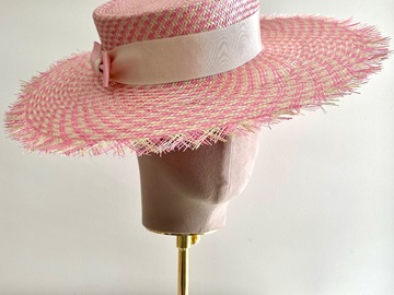 For Sale: Pink & cream boater 