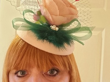 For Sale: Blush and forest Green button percher hatinator.