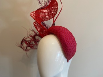 For Sale: Pink straw with red mesh and swirl 