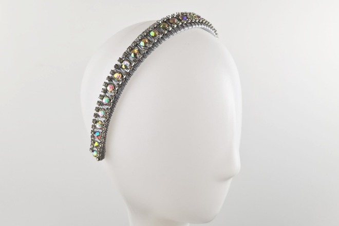 Embellished Silver Crystal Headband - Régine