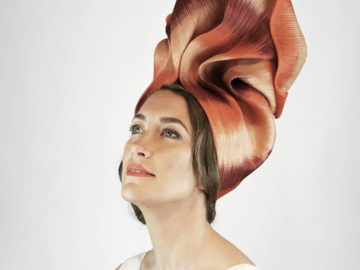 For Sale: Multicoloured orange cream turban by Meghan Briton