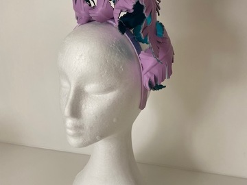 For Sale: Leather headband in lilac and teal