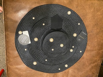 For Rent: Millinery Jill black double brim boater with pearls