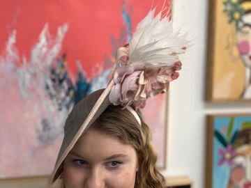 For Sale: Floral Sinamay Platter Hat