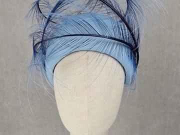 For Rent: Millinery by Mel blue leather & feather fascinator 