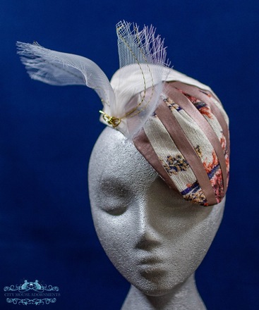Pink and Gold Sloping Beret