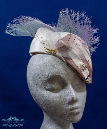 Pink and Gold Sloping Beret
