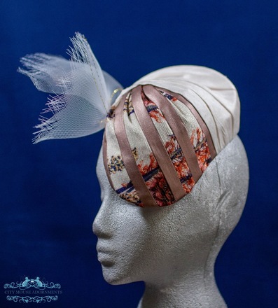 Pink and Gold Sloping Beret