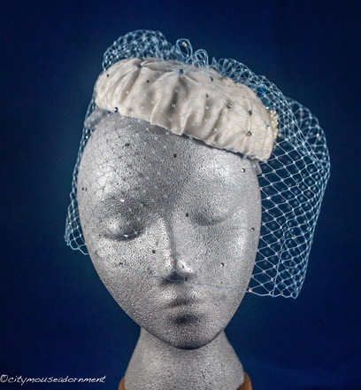 Velvet Blues Pillbox with veil