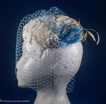 Velvet Blues Pillbox with veil