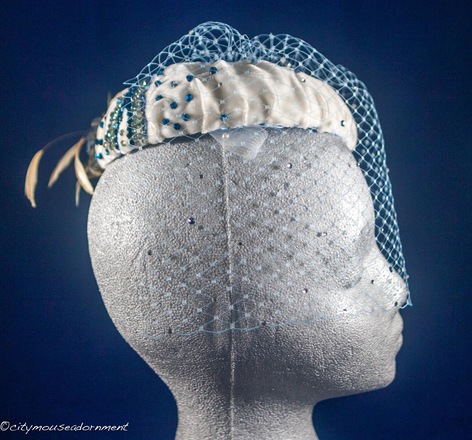 Velvet Blues Pillbox with veil