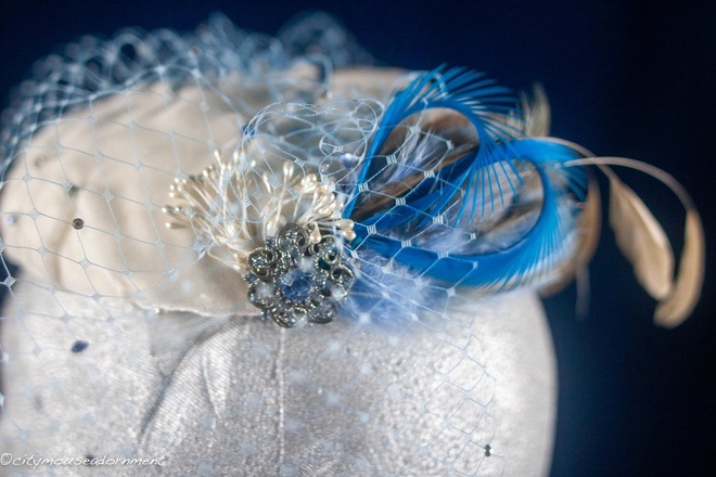 Velvet Blues Pillbox with veil