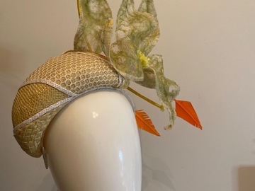 For Sale: Yellow bandeau with soft green flower