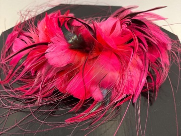 For Sale: Pink and Black Feather Head Clip