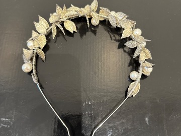 For Sale: Pearl and Silver Leaf Headband 