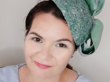 For Sale: Green Vintage Swiss Straw Beret