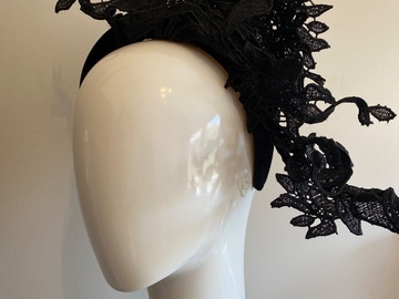For Sale: Black guipure lace fascinator 