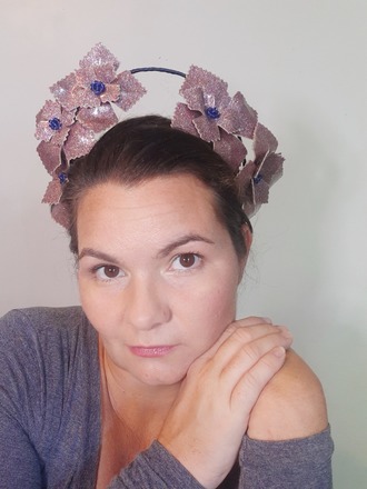 Pink and Navy Pleather crown