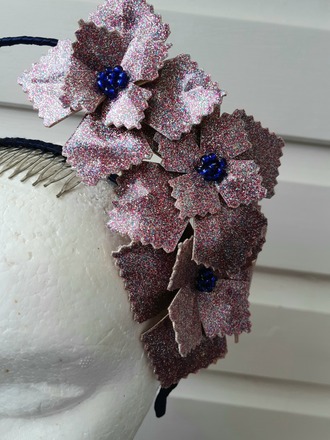 Pink and Navy Pleather crown