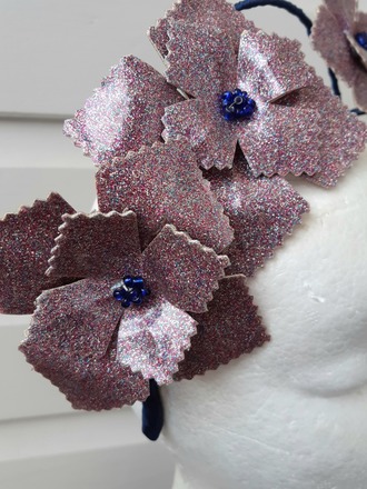 Pink and Navy Pleather crown