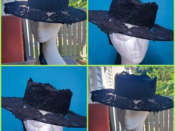 For Sale: Beautiful black lace boater hat