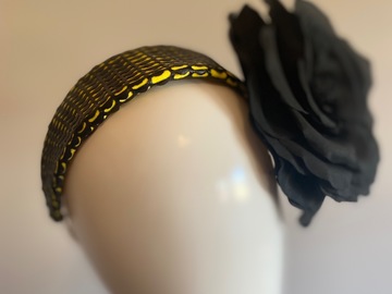 For Sale: Black and yellow headband with flower