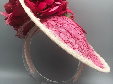 For Sale: Red Lace Saucer Hat 