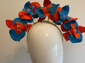 For Sale: Leather orchids in orange and blues