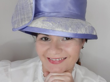 For Sale: Blue and White Feather Picture Hat