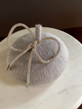 Cleo Button Beret - Grey