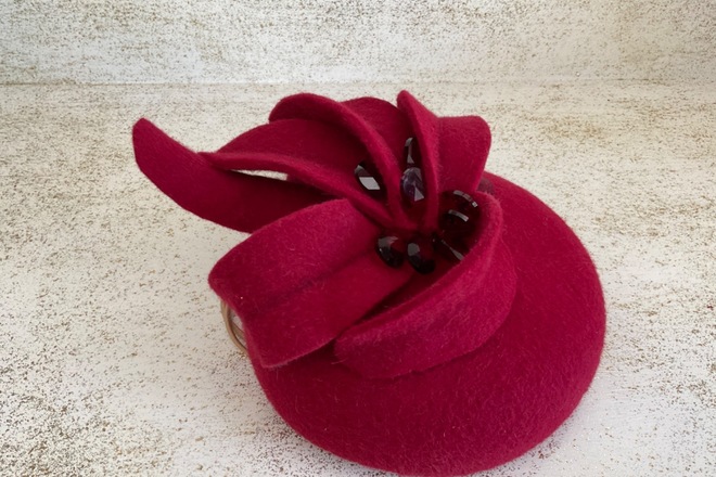 Fur Felt Button with Swarovski Crystals
