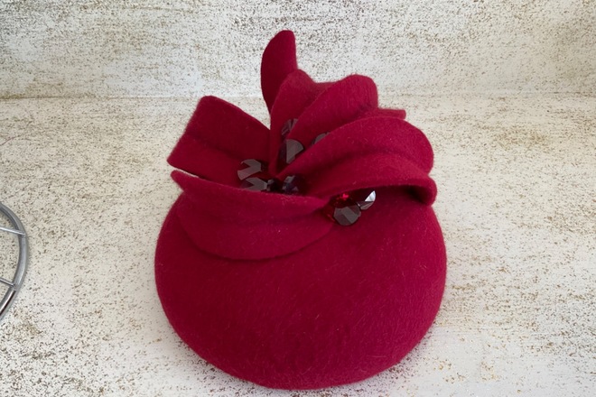 Fur Felt Button with Swarovski Crystals