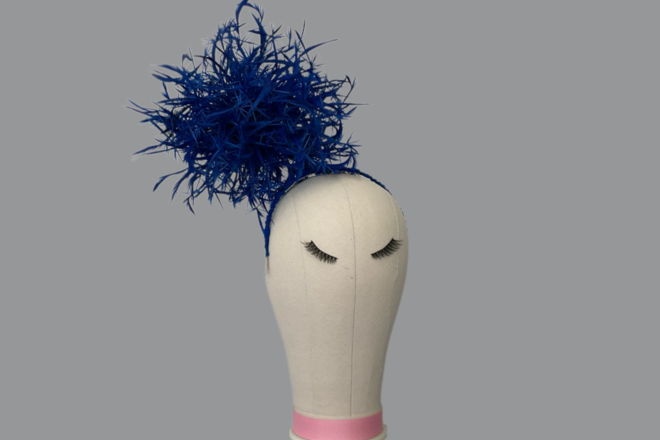 Royal Blue Starburst feather Fascinator